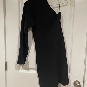 Elegant One Shoulder Black Dress